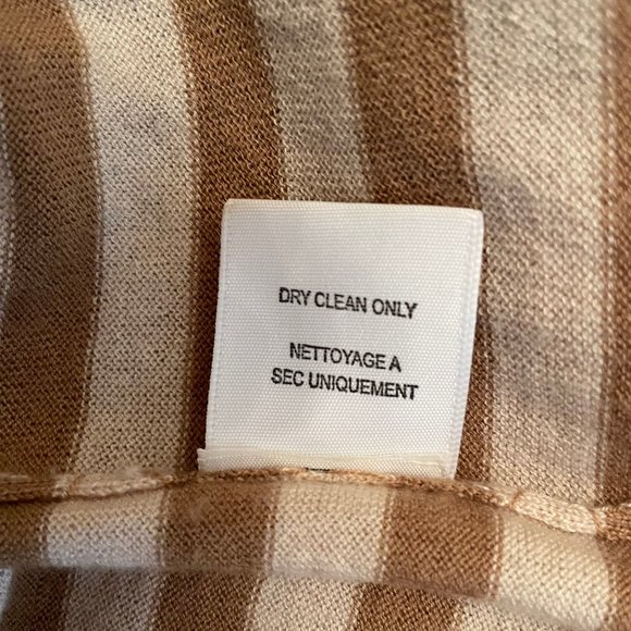 Joie Tan Striped Wool Cashmere Blend Long V-Neck Sweater Tunic Lightweight - Picture 10 of 11